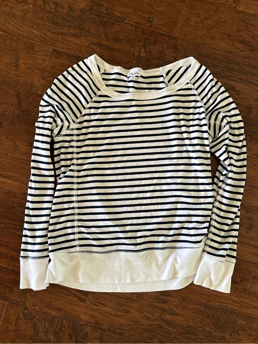 Splendid White and Black Striped Long Sleeve Top